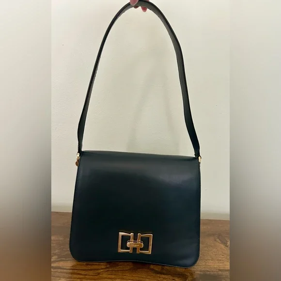 Authentic Salvatore Ferragamo Studio Box Navy Leather Gold Gancio Med EUC - Picture 15 of 15